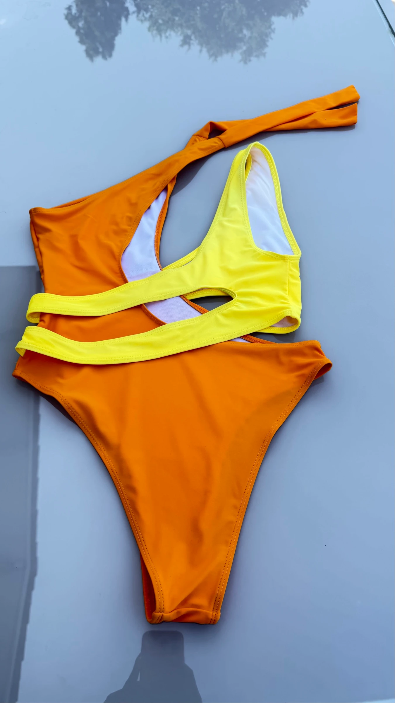 Bañador de una pieza asimétrico naranja y amarillo neón - Muy de moda – photo 2